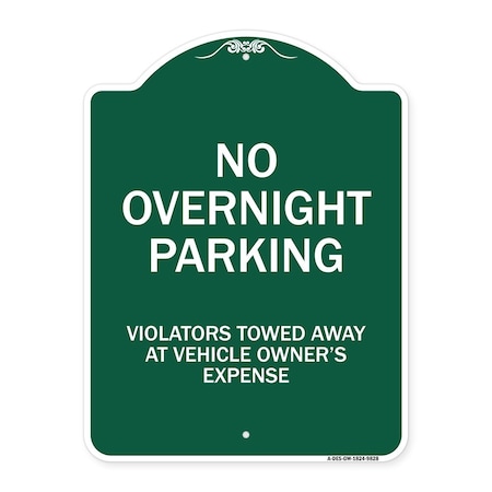 Signmission No Overnight Parking Heavy-Gauge Aluminum Architectural Sign, 24" x 18", GW-1824-9828 A-DES-GW-1824-9828